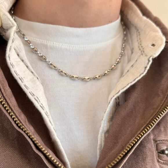Y2K 2000s Silver Link Chain Necklace Unisex Streetwear Jewelry New - Picture 6 of 8
